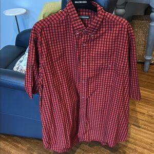 Balenciaga Red Checkered Men's Shirt